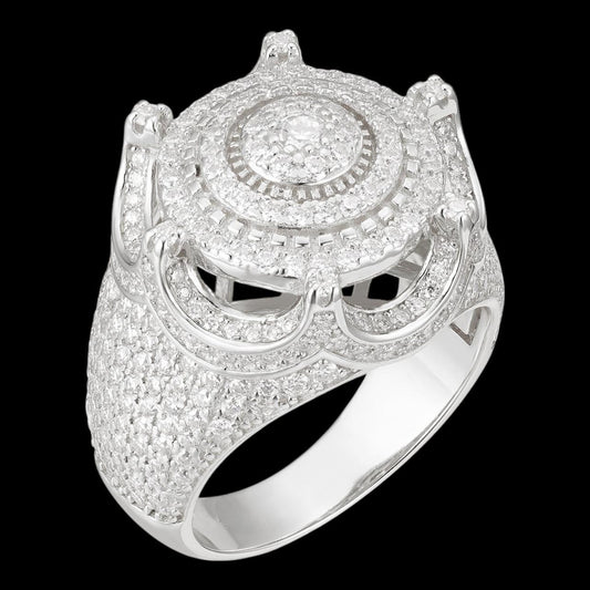 HarlemBling 3.38ct Real DIAMOND King Crown The Don Hip Hop Ring - 14k White Gold