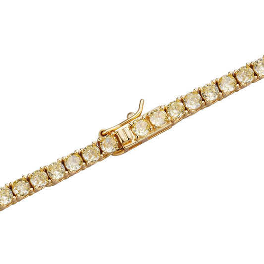 HarlemBling 3mm Canary Yellow CZ Tennis Bracelet Real 925 Sterling Silver 14k Gold Plated