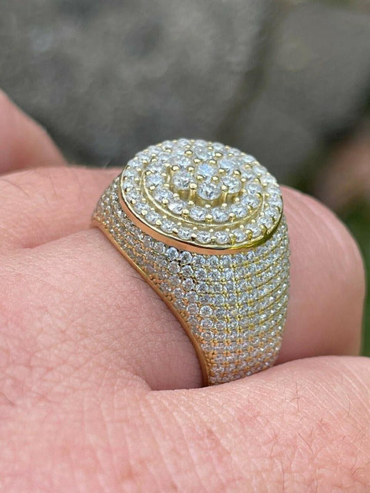 HarlemBling 4.68ct Real DIAMOND Round Cluster Iced Out Ring - 14k Yellow Gold