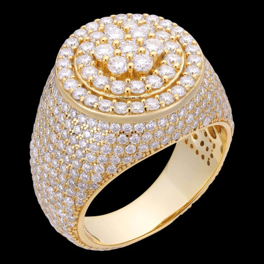 HarlemBling 4.68ct Real DIAMOND Round Cluster Iced Out Ring - 14k Yellow Gold