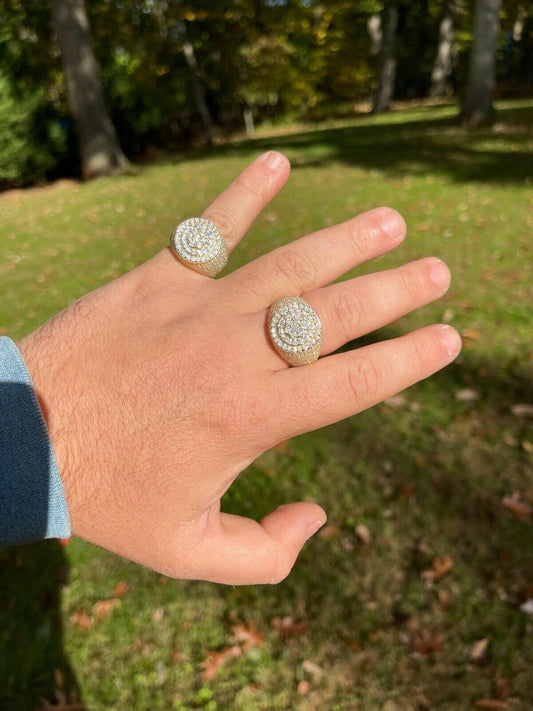 HarlemBling 4.68ct Real DIAMOND Round Cluster Iced Out Ring - 14k Yellow Gold