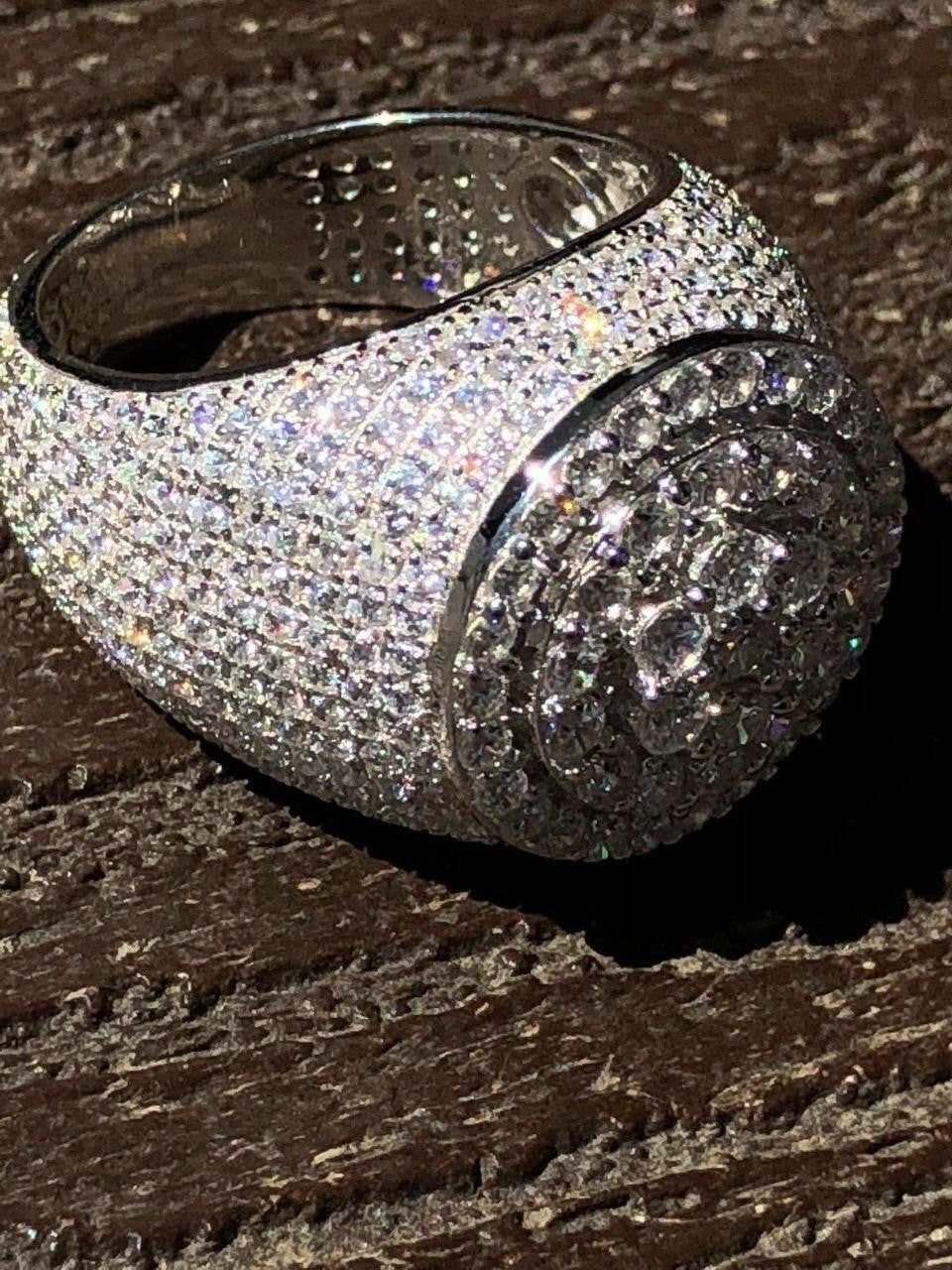 HarlemBling 4.68ct Real DIAMOND Round Cluster Iced Out Ring - 925 Silver