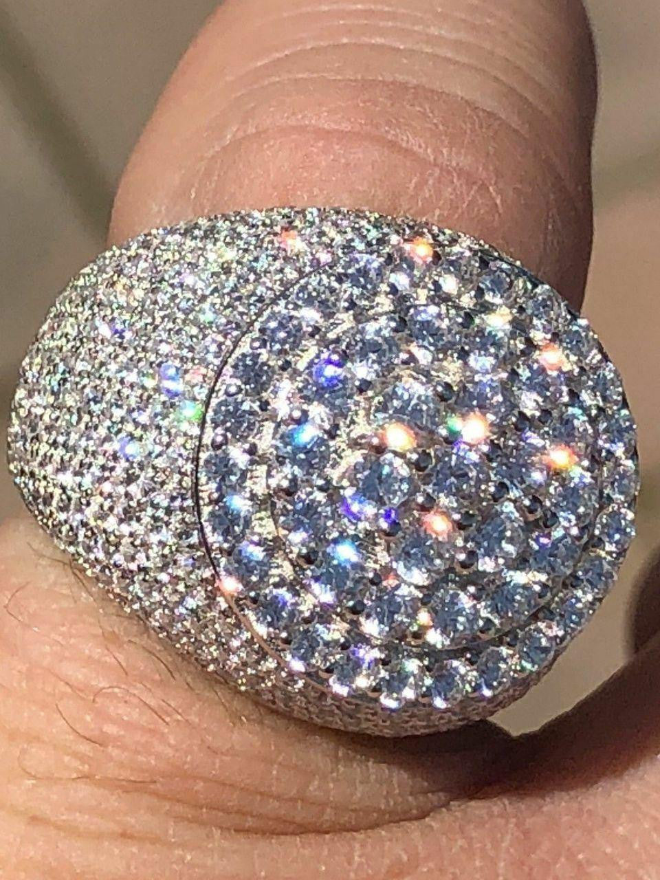 HarlemBling 4.68ct Real DIAMOND Round Cluster Iced Out Ring - 925 Silver