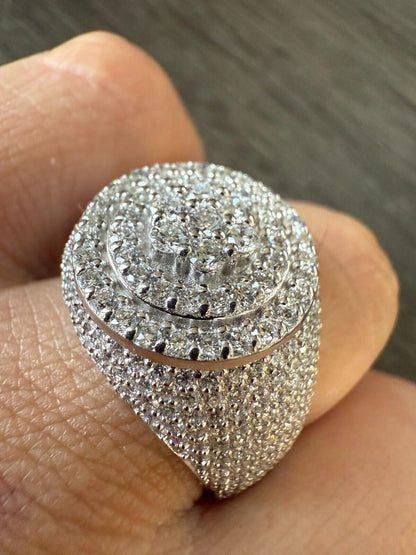 HarlemBling 4.68ct Real DIAMOND Round Cluster Iced Out Ring - 925 Silver
