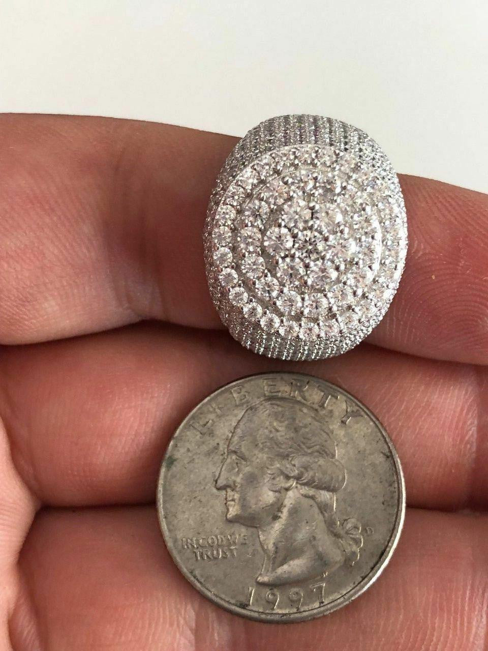 HarlemBling 4.68ct Real DIAMOND Round Cluster Iced Out Ring - 925 Silver