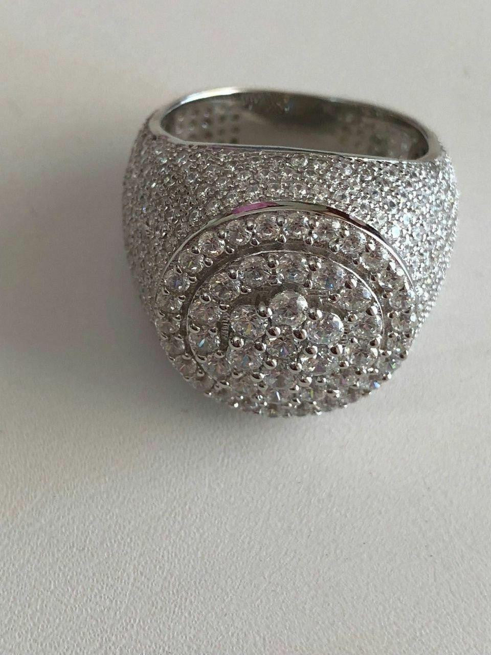 HarlemBling 4.68ct Real DIAMOND Round Cluster Iced Out Ring - 925 Silver