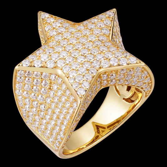 HarlemBling 4.99ct Real DIAMOND Ice Star Classic Ring - 14k Yellow Gold