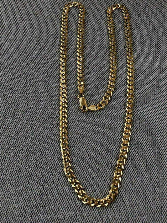 HarlemBling 5mm Miami Cuban Link Chain Real 14k Gold Over Solid 925 Silver ITALY MADE