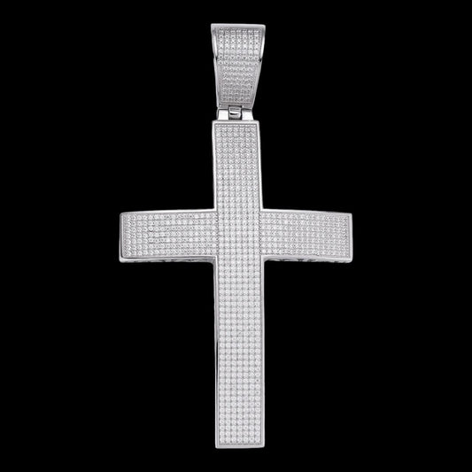 HarlemBling 6.65ct Real DIAMOND Classic Iced Out Cross Pendant - 14k White Gold- Huge 4"