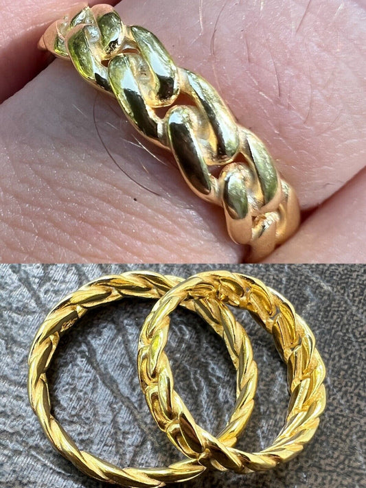 HarlemBling 6mm Cuban Wedding Band Ring - 14k Gold Plated 925 Sterling Silver - Mens Ladies