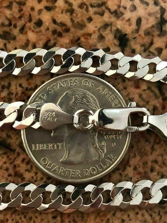 HarlemBling 6mm Flat Mens Miami Cuban Link Chain Solid 925 Silver ITALY All Lengths 18-30