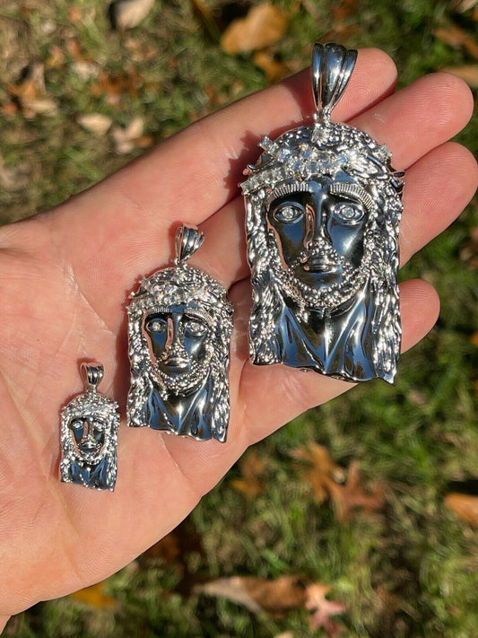 HarlemBling 925 Sterling Silver Jesus Piece Pendant Real Baguette MOISSANITE Necklace ITALY