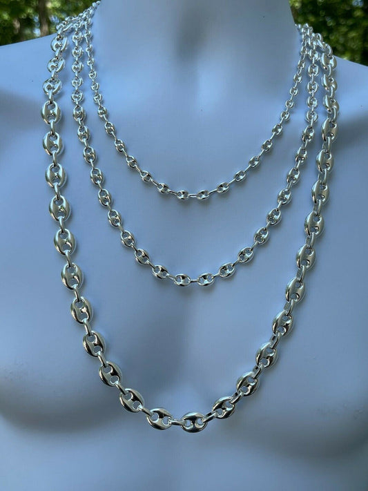 HarlemBling 925 Sterling Silver Puffed Gucci Mariner Link Chain Necklace Or Bracelet 6-12mm