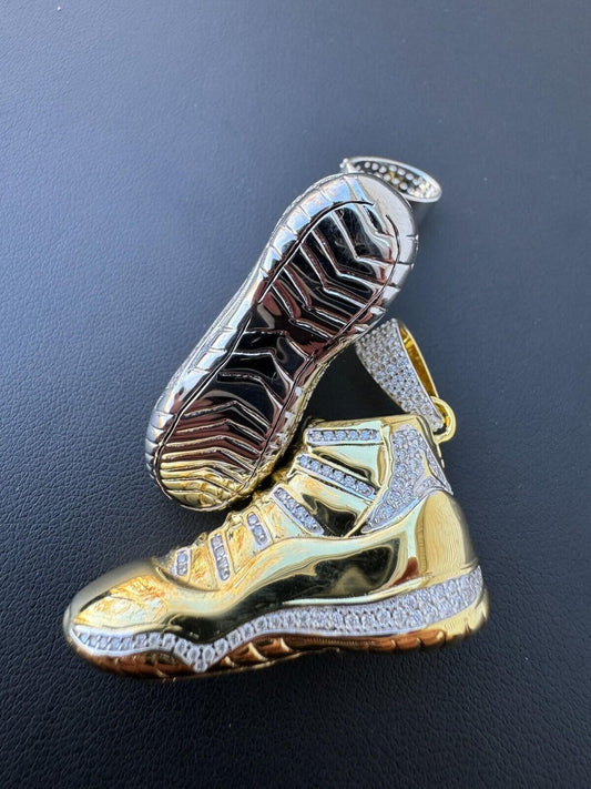 HarlemBling Air Jordan 45 Nike Sneaker Pendant MOISSANITE Real 925 Silver Gold Iced Hip Hop