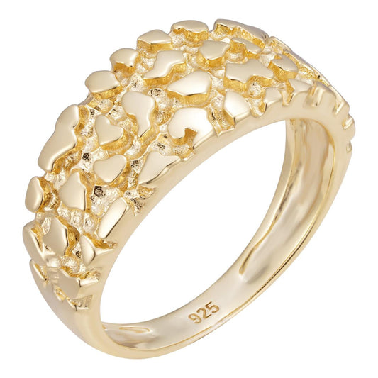 HarlemBling Alaska Gold Nugget Plain Ring - 14k Gold Vermeil 925 Silver