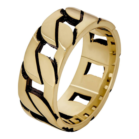 HarlemBling Amsterdam Cuban Ring - 14k Gold Vermeil 925 Silver Oxidized - Plain
