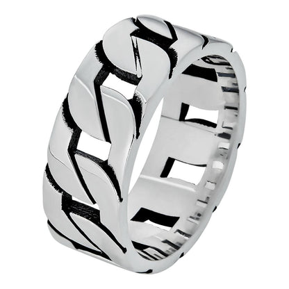 HarlemBling Amsterdam Cuban Ring - 925 Silver Oxidized - Plain