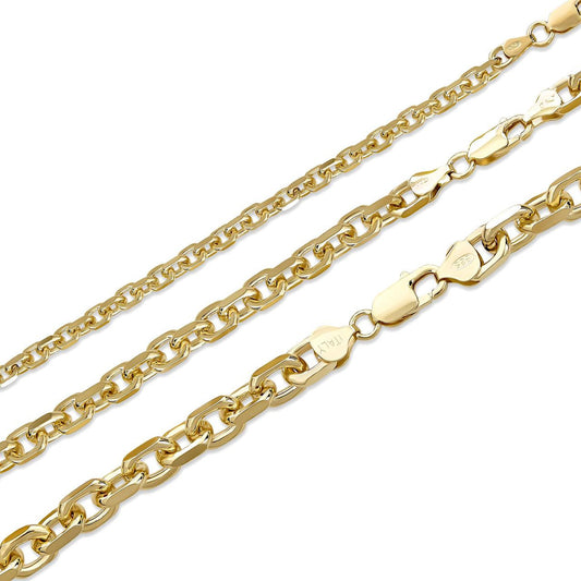 HarlemBling Anchor Cable Chain Necklace Or Bracelet - 14k Gold Vermeil 925 Sterling Silver - 7"-30" - 4mm-8mm