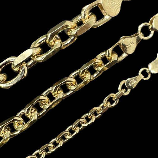 HarlemBling Anchor Cable Chain Necklace Or Bracelet - 14k Gold Vermeil 925 Sterling Silver - 7"-30" - 4mm-8mm