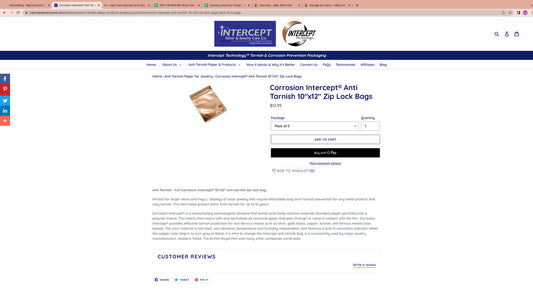 HarlemBling Anti Tarnish Intercept Bags For Jewelry, Coins, and Anything Silver