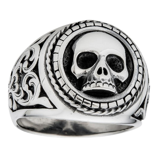 HarlemBling Armani Collection Skull Ring - 925 Silver Oxidized - Plain