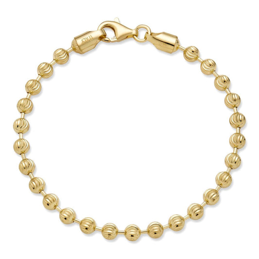 HarlemBling Ball Bead Moon Cut Bracelet - 14k Gold Vermeil 925 Sterling Silver - 8" - 5mm