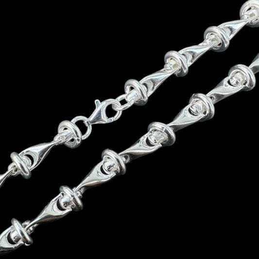 HarlemBling "Barbed Wire" Link Chain Custom Necklace Or Bracelet - 925 Sterling Silver - 7"-28" - 8mm