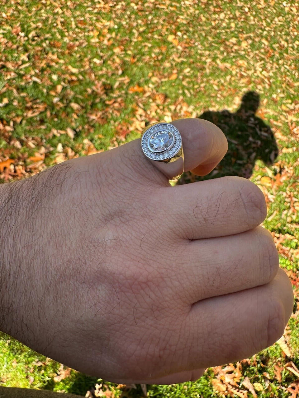 HarlemBling Big 2.4ct Oval Cut MOISSANITE Solitaire Men's Real Solid 925 Silver Ring Pinky