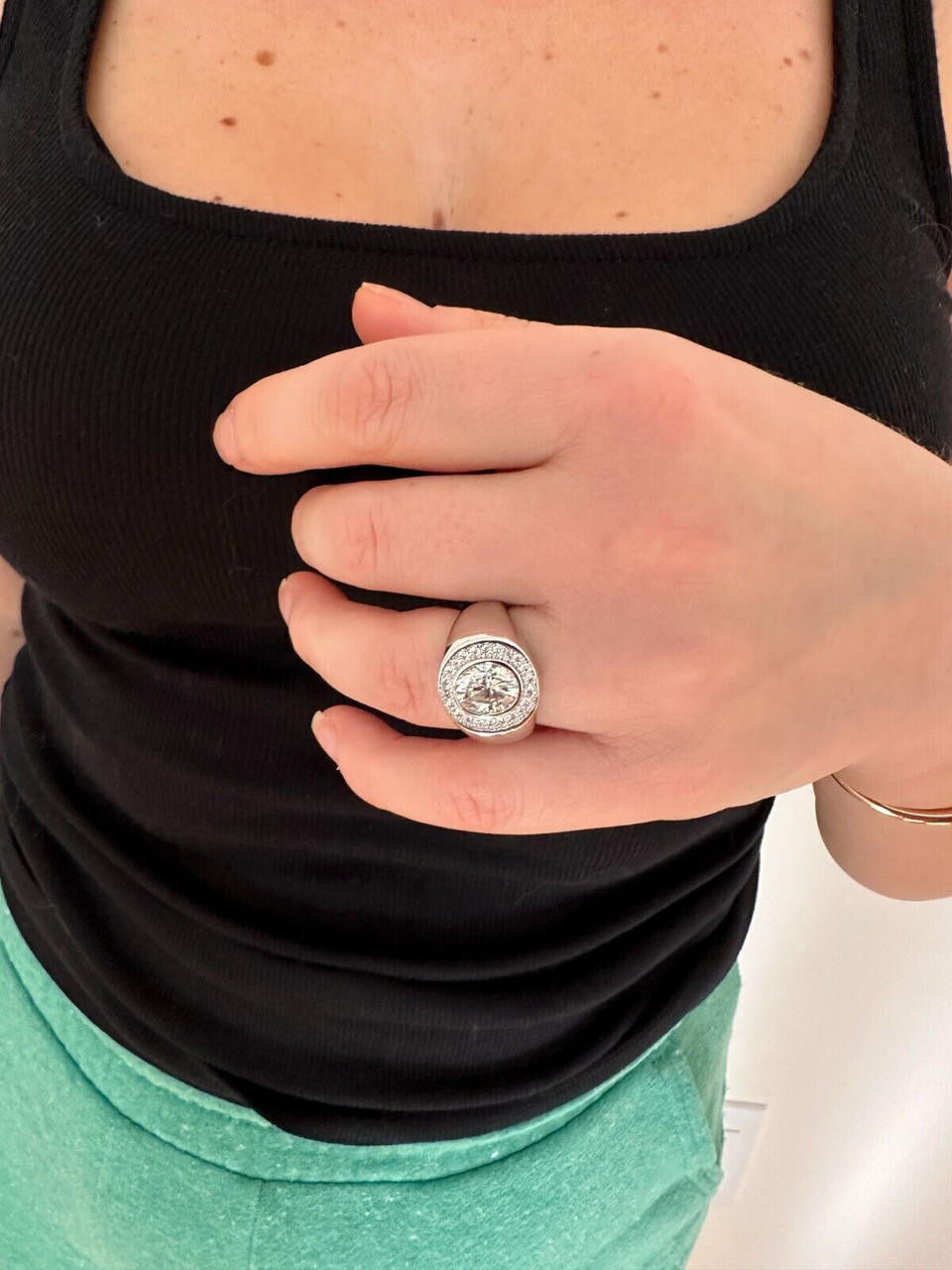 HarlemBling Big 2.4ct Oval Cut MOISSANITE Solitaire Men's Real Solid 925 Silver Ring Pinky