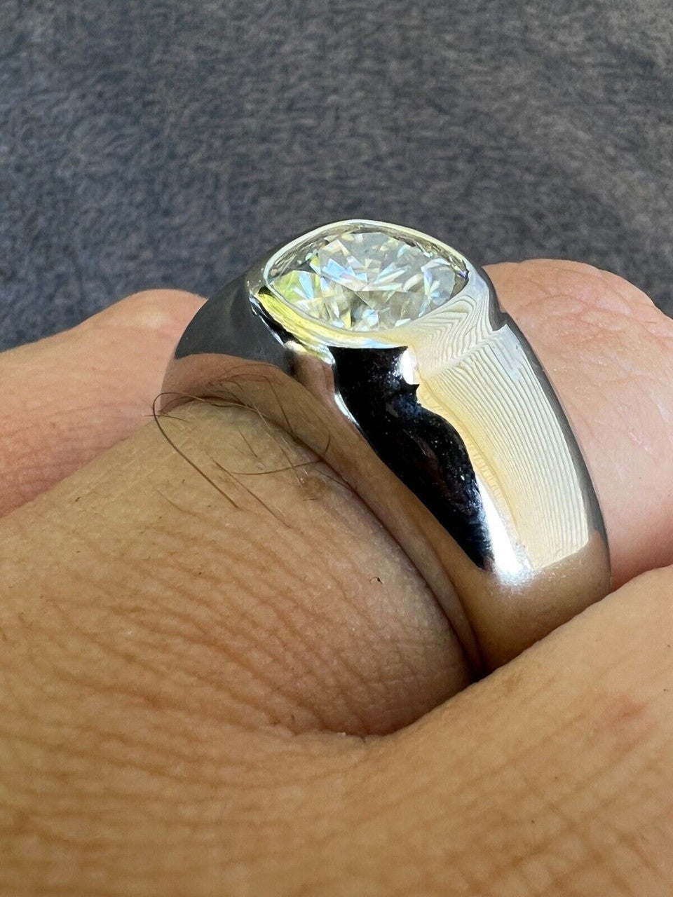 HarlemBling Big 2.5ct MOISSANITE Solitaire Mens Real Solid 925 Silver Ring Pinky Engagement