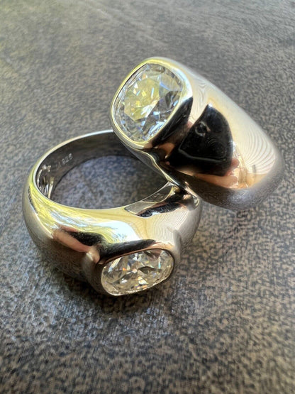 HarlemBling Big 2.5ct MOISSANITE Solitaire Mens Real Solid 925 Silver Ring Pinky Engagement