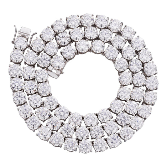 HarlemBling Big Boss MOISSANITE Tennis Chain Necklace Iced Out Huge Stones - 925 Silver - 8mm - 16-28"