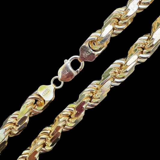 HarlemBling BIG BOSS Rope Chain Necklace - 14k Gold Vermeil 925 Sterling Silver - 18"-30" - 11mm