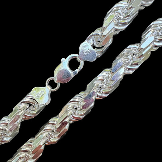 HarlemBling BIG BOSS Rope Chain Necklace - 925 Sterling Silver - 18"-30" - 11mm