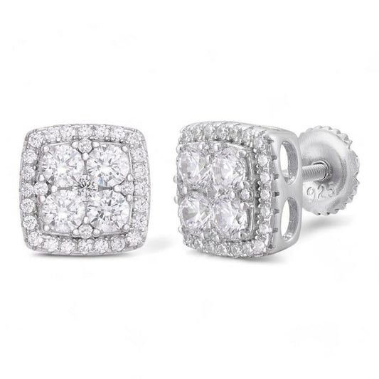 HarlemBling Big Rock Iced Out Earrings - 925 Silver - CZ Stones - 9mm
