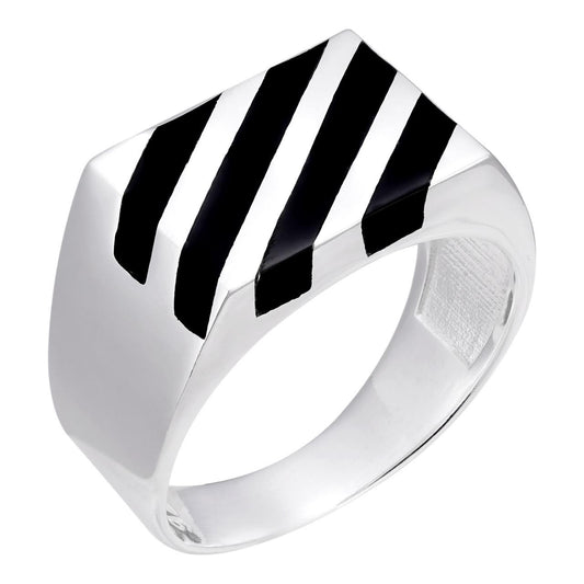 HarlemBling Black & White Ring - 925 Silver - Plain