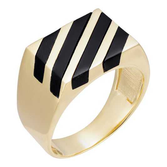 HarlemBling Black & Yellow Ring - 14k Gold Vermeil 925 Silver - Plain