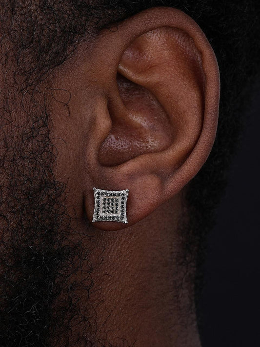 HarlemBling Black MOISSANITE 3D Kite Classic Iced Out Earrings - 925 Silver - 11mm