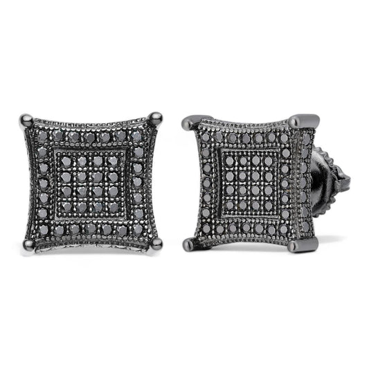 HarlemBling Black MOISSANITE 3D Kite Classic Iced Out Earrings - Black Rhodium Plated 925 Silver - 11mm
