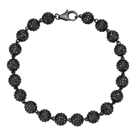 HarlemBling Black Moissanite Disco Ball Bracelet 4-10mm - Black Rhodium Over 925 Silver - Shambala Style