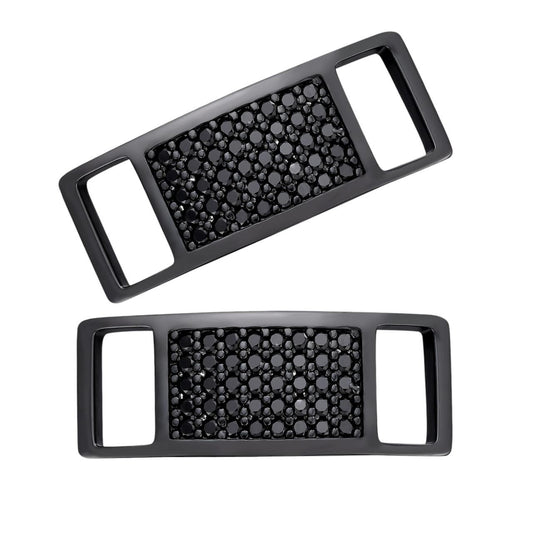 HarlemBling Black MOISSANITE Iced Out Lace Locks - Black Rhodium Over 925 Silver  -  Great For All Sneakers: Nike Air Force 1, Jordans, & More