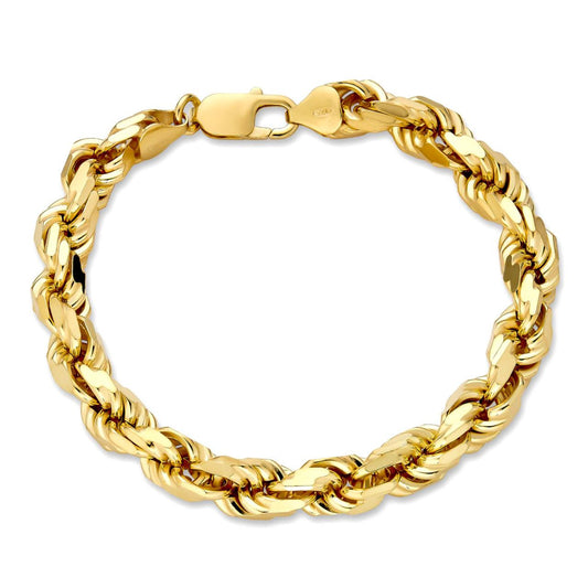HarlemBling BOSS Rope Bracelet - 14k Gold Vermeil 925 Sterling Silver - 8.5" - 8mm