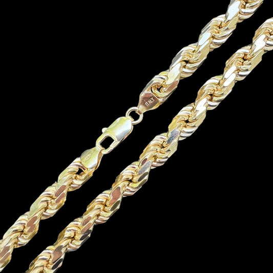 HarlemBling BOSS Rope Chain Necklace - 14k Gold Vermeil 925 Sterling Silver - 18"-30" - 8mm