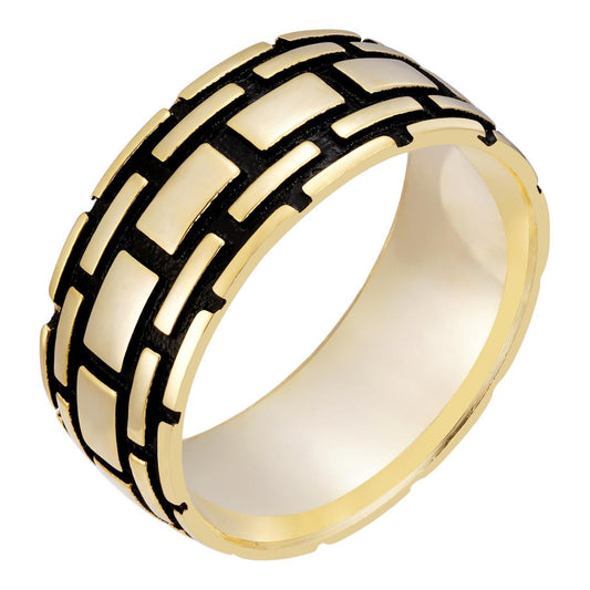 HarlemBling Brick Eternity Band Ring - 14k Gold Vermeil 925 Silver Oxidized - Plain