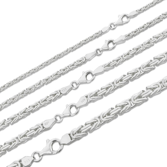HarlemBling Byzantine Link Chain Necklace - 925 Sterling Silver - 18"-30" - 2.5mm-6mm