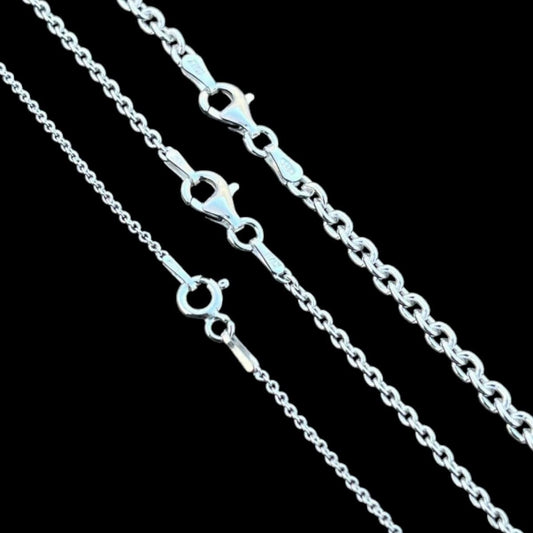 HarlemBling Cable Chain Necklace - 925 Sterling Silver - 14"-30" - 1mm-3mm