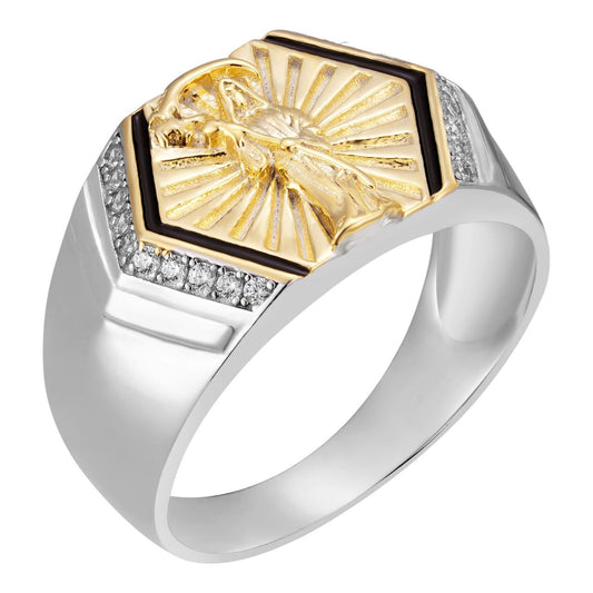 HarlemBling Can't Escape Death Ring - 925 Silver & Gold Accent  - CZ Stones