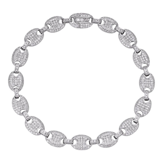 HarlemBling Classic Gucci Link Bracelet Iced Out CZ Stones - 925 Silver - 8mm - 6"-9"