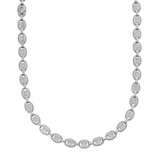 HarlemBling Classic Gucci Link Chain Necklace Iced Out CZ Stones - 925 Silver - 8mm - 16"-30"