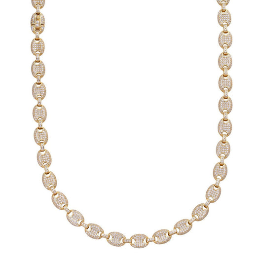 HarlemBling Classic Gucci Mariner Link Chain Necklace Iced Out CZ Stones - 14k Gold Vermeil 925 Silver - 8mm - 16"-30"